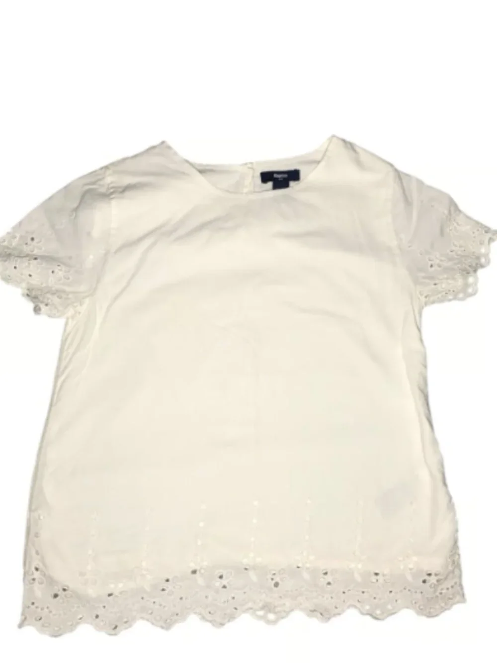 GapKids white girls top short sleeves with lace design size L